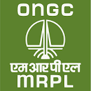 Corporate logo of Mangalore Refinery and Petrochemicals Limited (MRPL) featuring a solid olive-green square background with the white acronym "ONGC" at the top, a central stylized oil drop and derrick emblem, and the text "एमआरपीएल" over "MRPL" at the bottom.