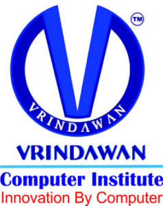 Logo of Vrindawan Computer Institute featuring a large blue stylized letter 'V' enclosed in a circle, with the institute's name and the tagline "Innovation By Computer" written below.